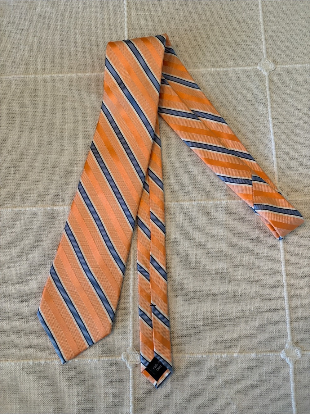 Nautica Orange Striped Necktie with Navy and Cream Accents